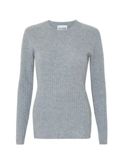 Pull Cachemire Col Rond Manches Cotelees