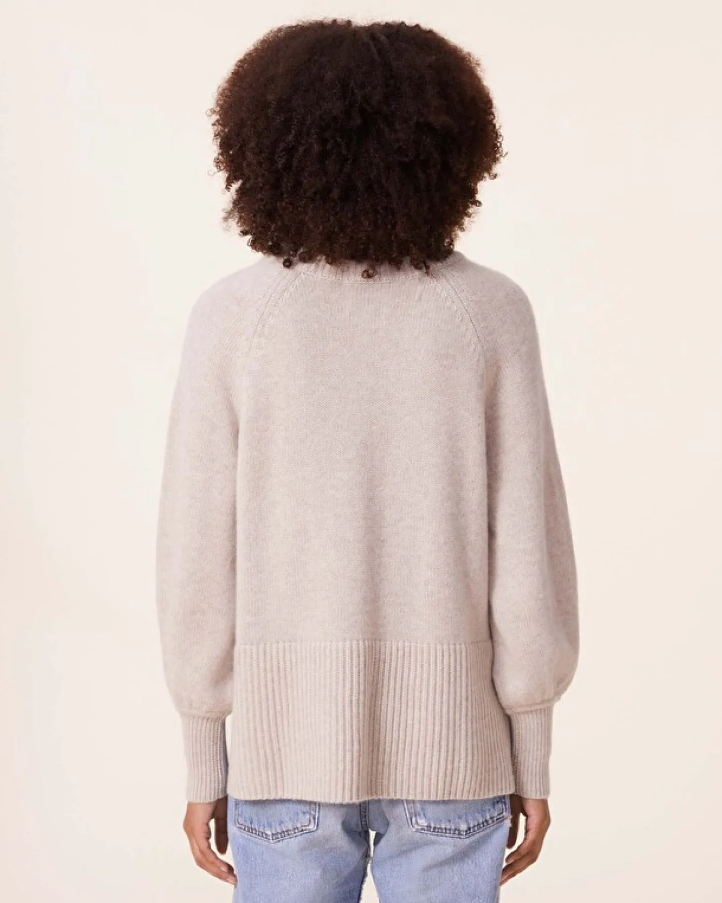 Pull Cachemire Col Rond Manches Ballons, 8 Fils