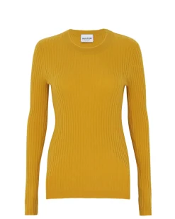 Pull Cachemire Col Rond Manches Cotelees, 2 Fils