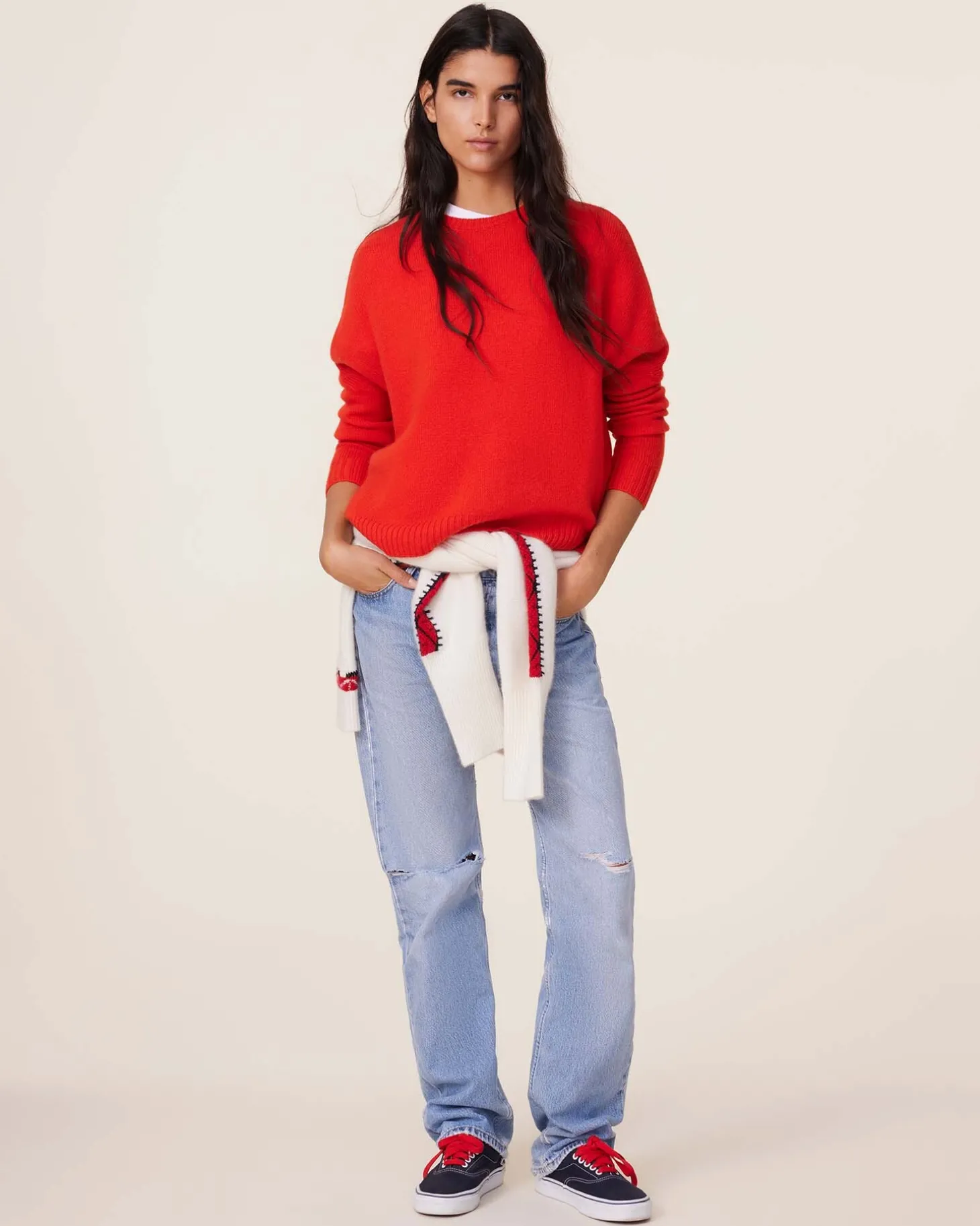 Pull Cachemire Col Rond Oversize Femme, 4 Fils