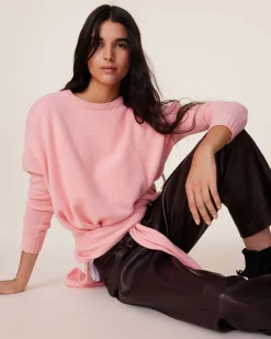 Pull Cachemire Col Rond Oversize Femme, 4 Fils