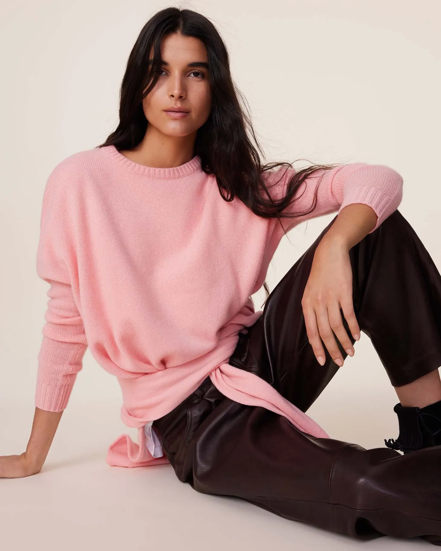 Pull Cachemire Col Rond Oversize Femme, 4 Fils