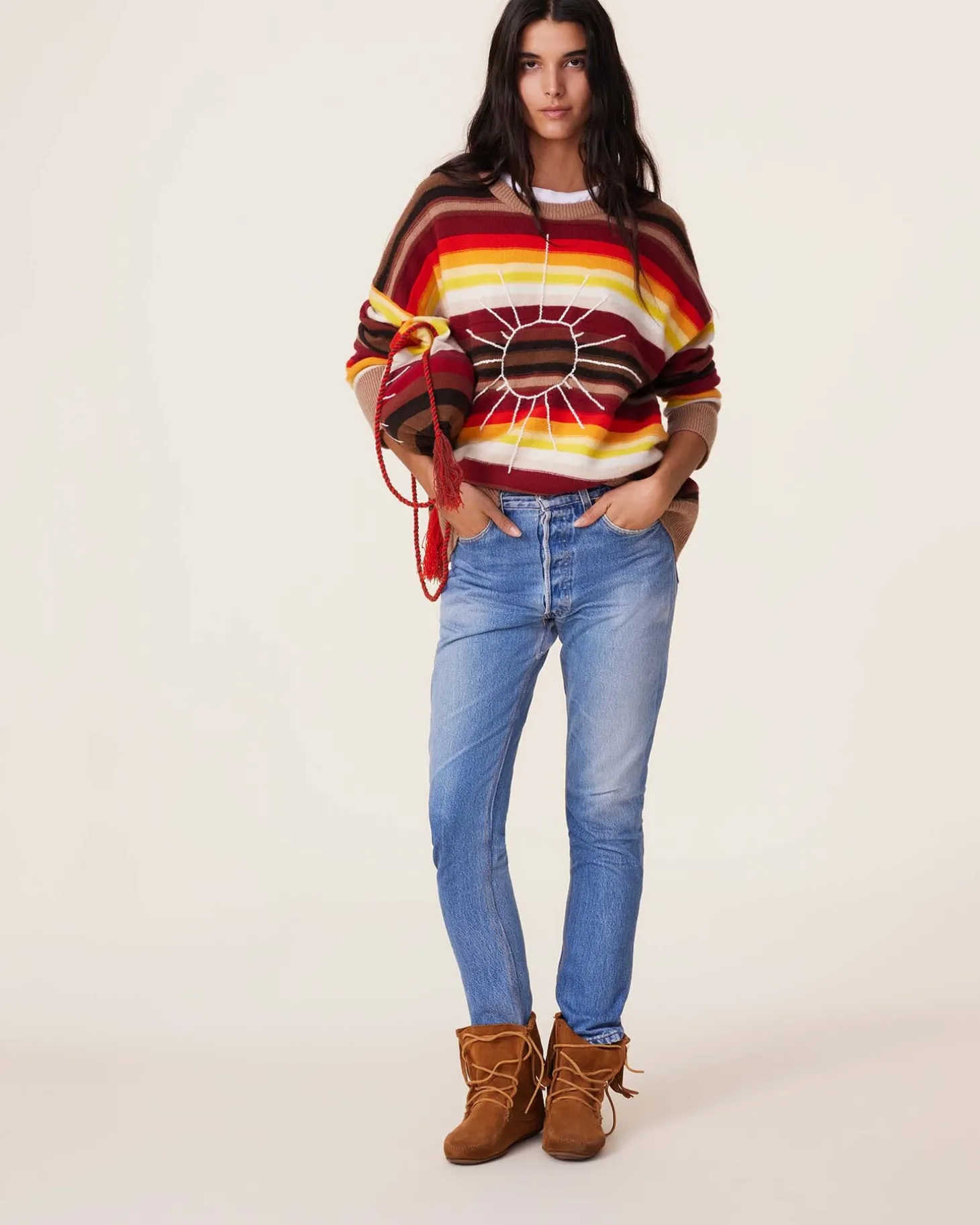 Pull Cachemire Col Rond Oversize, 4 Fils