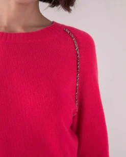 Pull Cachemire Col Rond Pasepoil Raglan