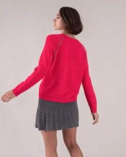 Pull Cachemire Col Rond Pasepoil Raglan