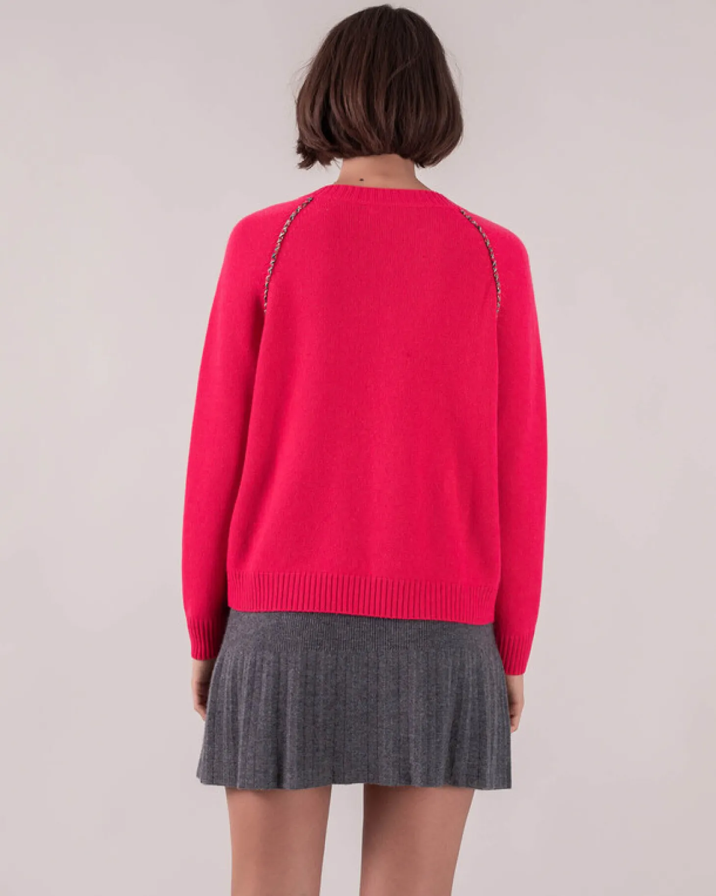 Pull Cachemire Col Rond Pasepoil Raglan