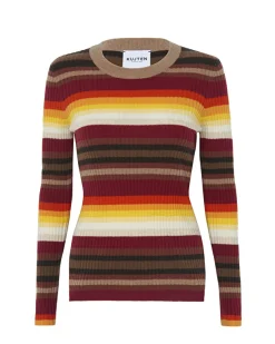 Pull Cachemire Col Rond Raye, 2 Fils