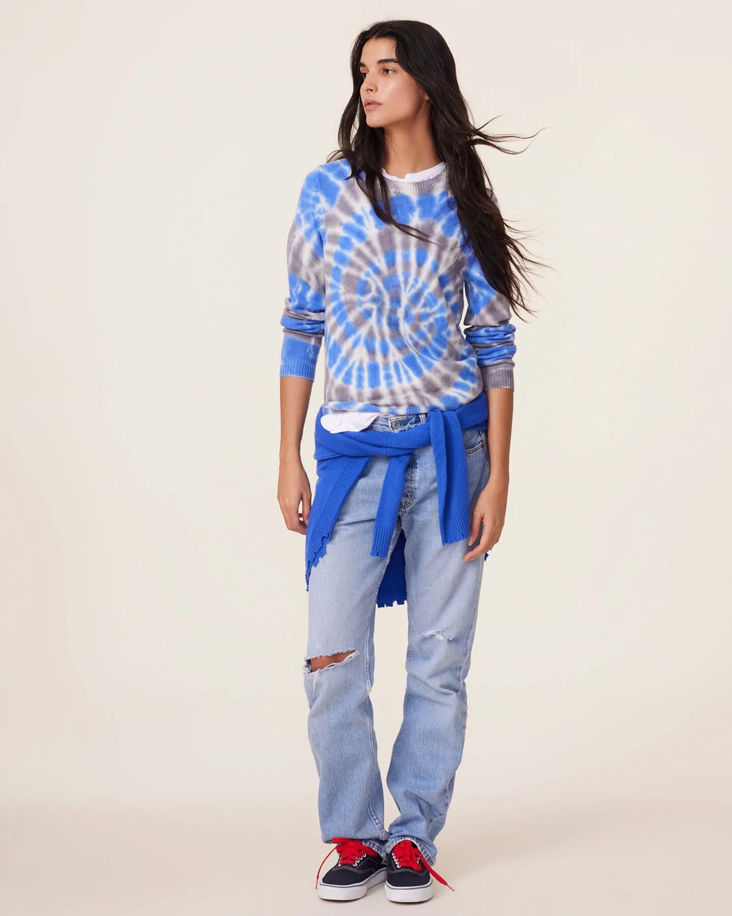 Pull Cachemire Col Rond Tie & Dye, 2 Fils