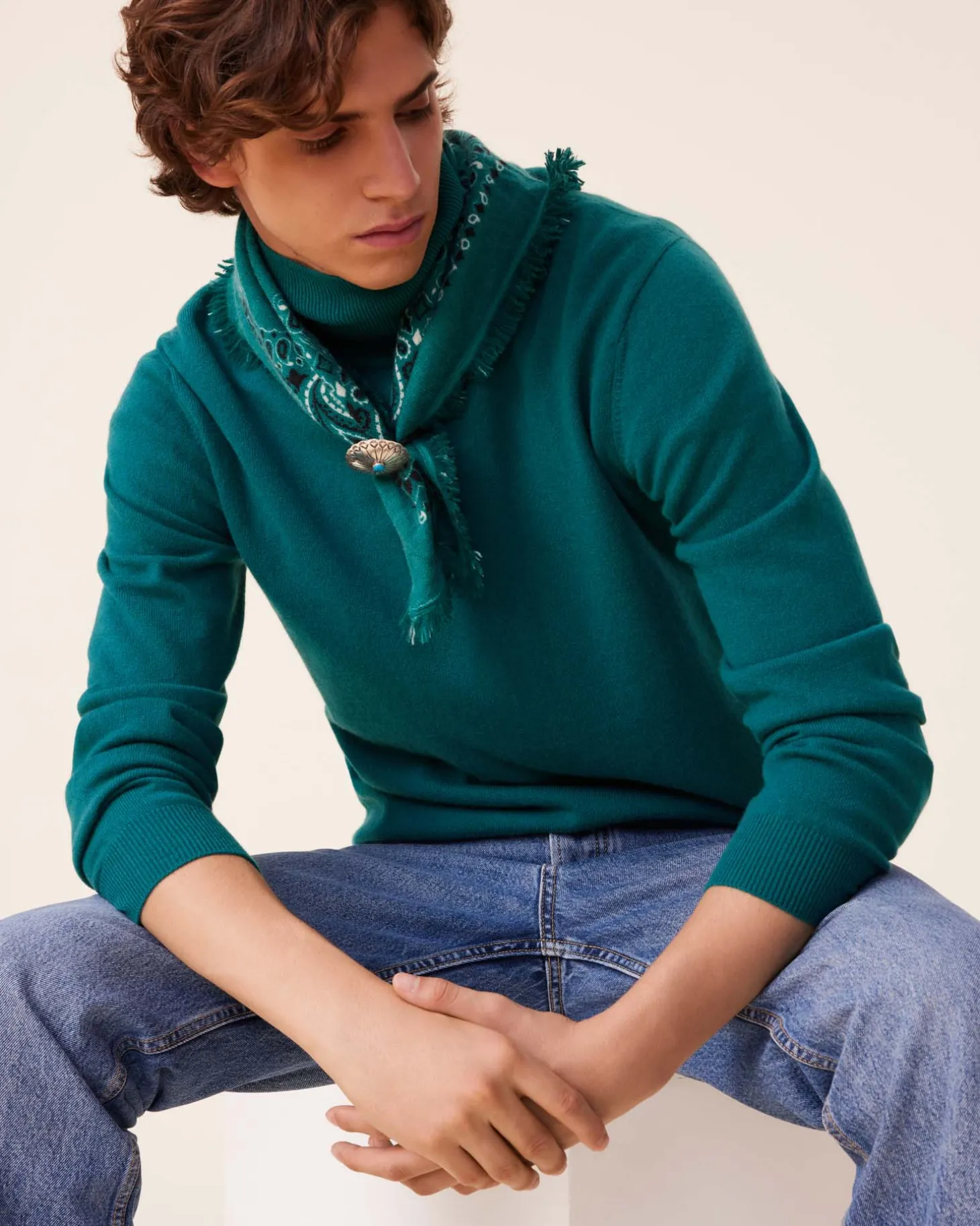 Pull Cachemire Col Roule Homme Basic, 2 Fils