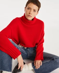 Pull Cachemire Col Roule Oversize Femme