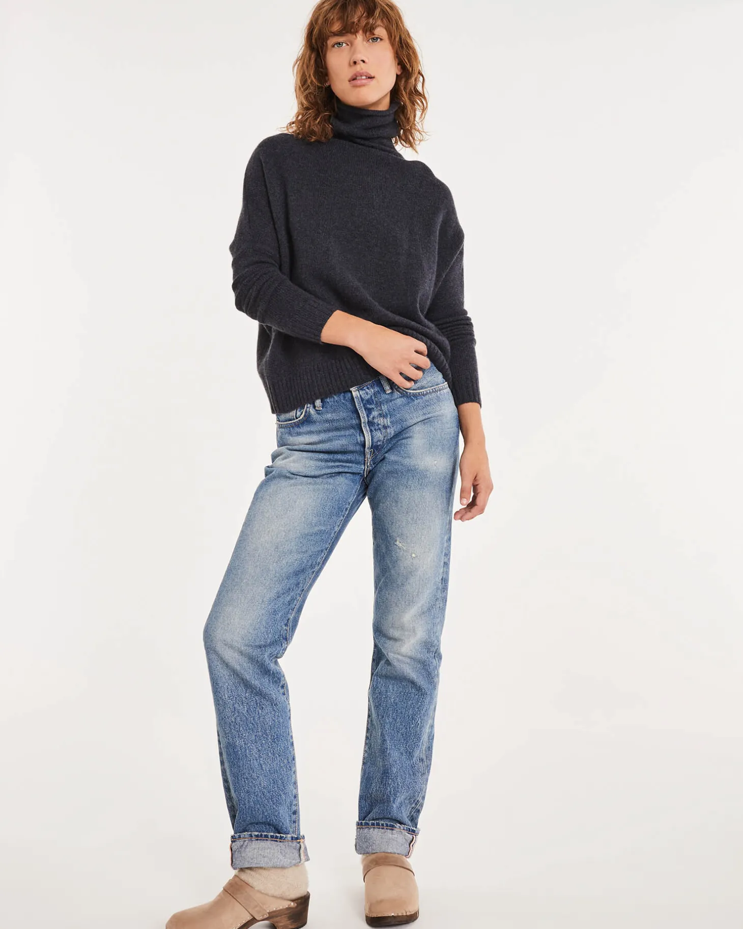 Pull Cachemire Col Roule Oversize Femme