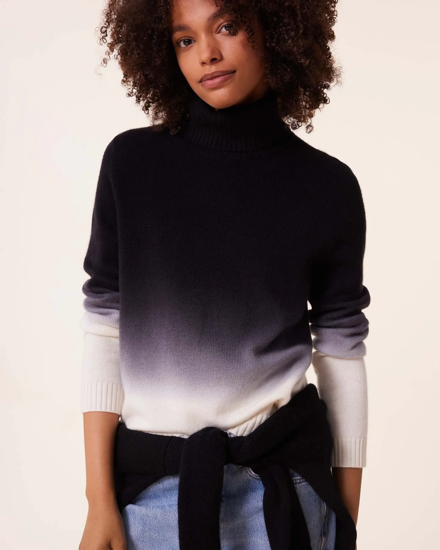 Pull Cachemire Col Roule Dip Dye, 4 Fils