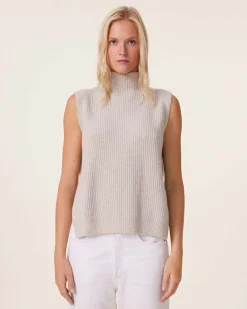 Pull Cachemire Col Roule Sans Manches, 6 Fils