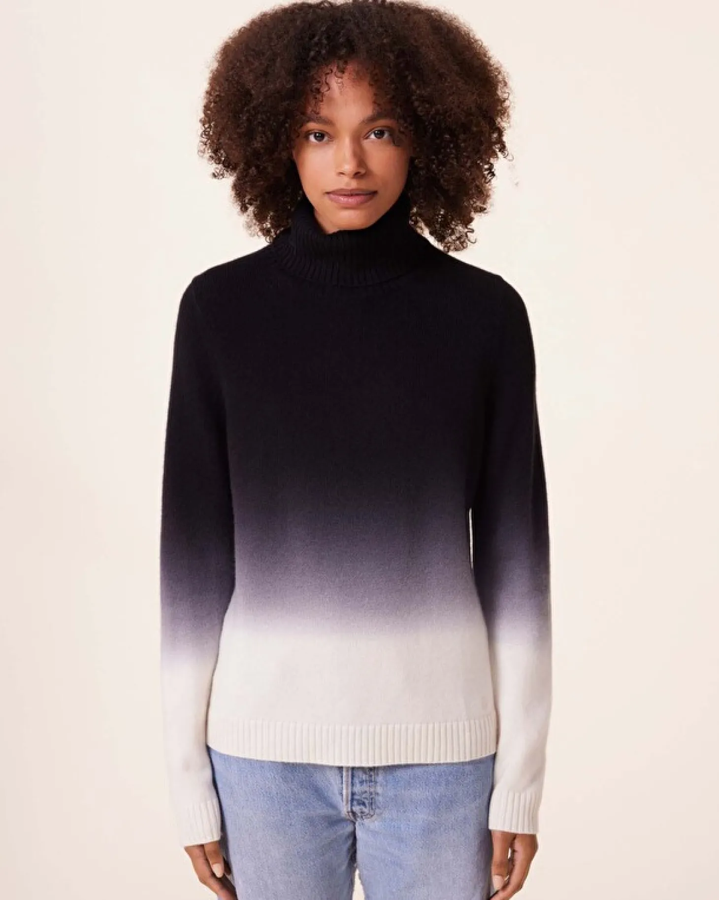 Pull Cachemire Col Roule Dip Dye, 4 Fils