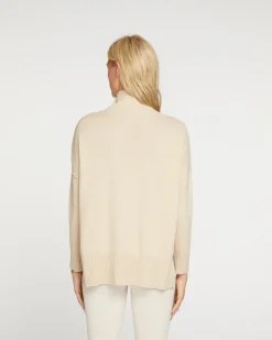 Pull Cachemire Col Roule Boutons Dores