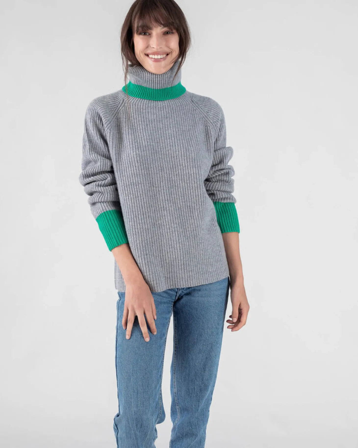 Pull Cachemire Col Roule Raglan