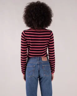 Pull Cachemire Col Roule Raye Femme