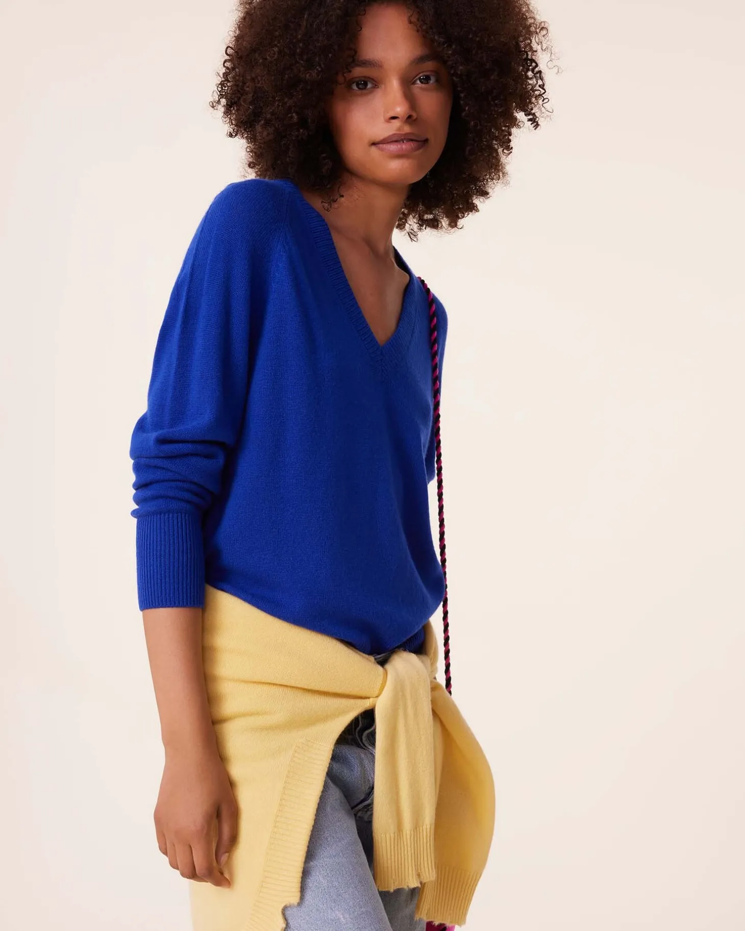 Pull Cachemire Col V, 2 Fils