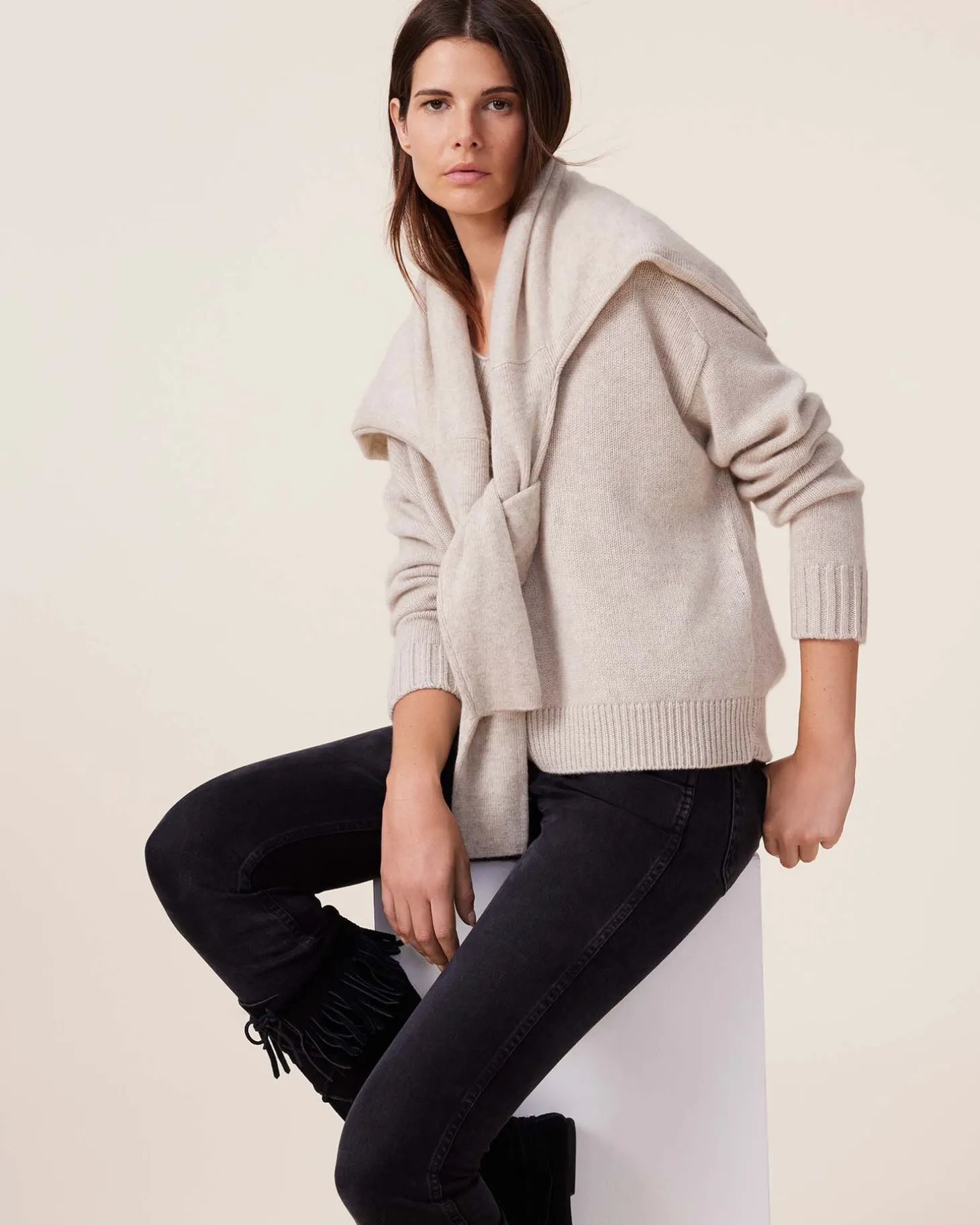 Pull Cachemire Col V, 6 Fils