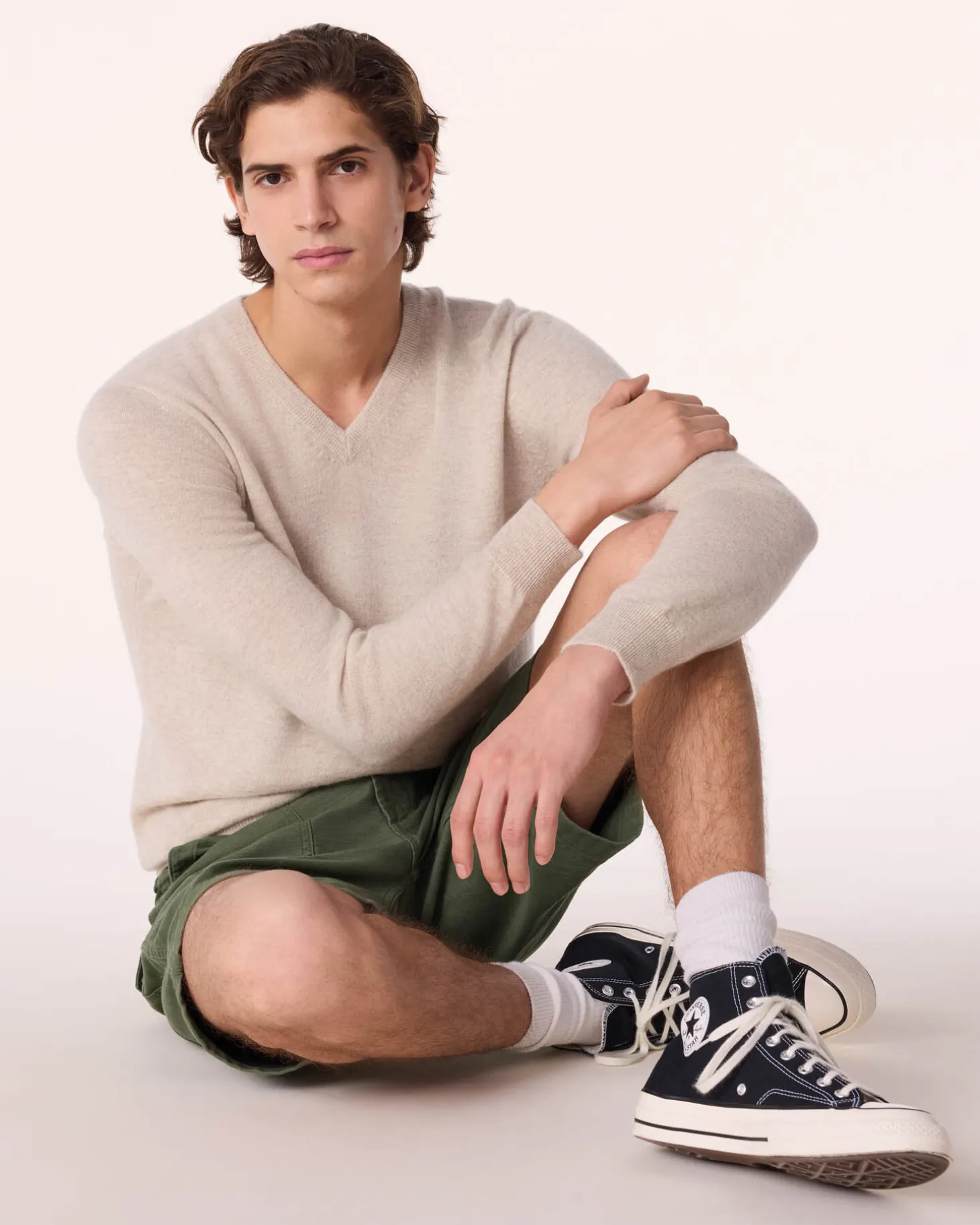 Pull Cachemire Col V Basic , 2 Fils