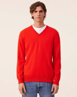 Pull Cachemire Col V Basic , 2 Fils