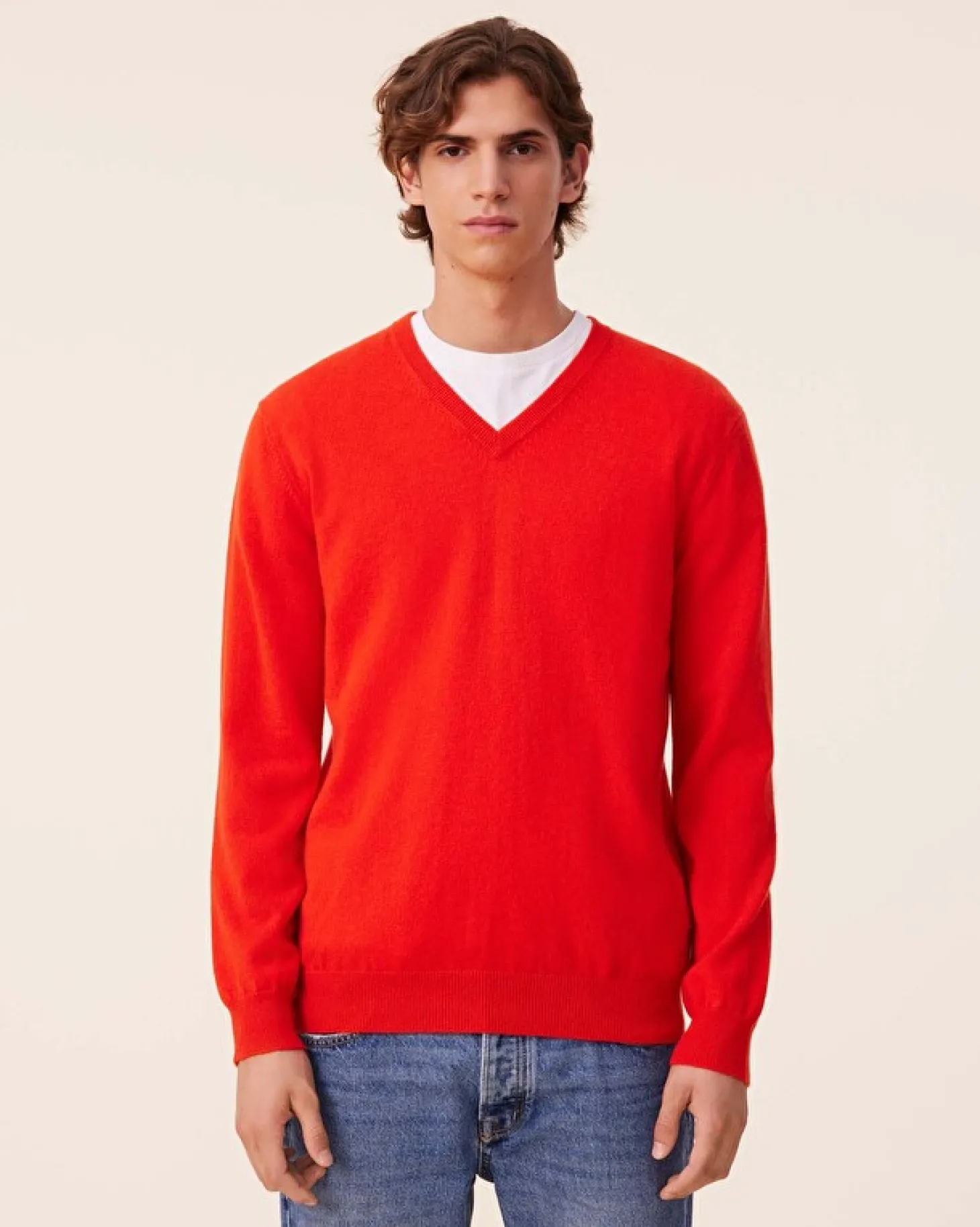 Pull Cachemire Col V Basic , 2 Fils