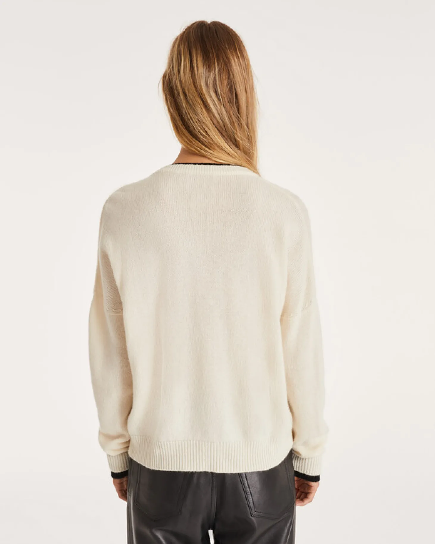 Pull Cachemire Col V Boyfriend Femme
