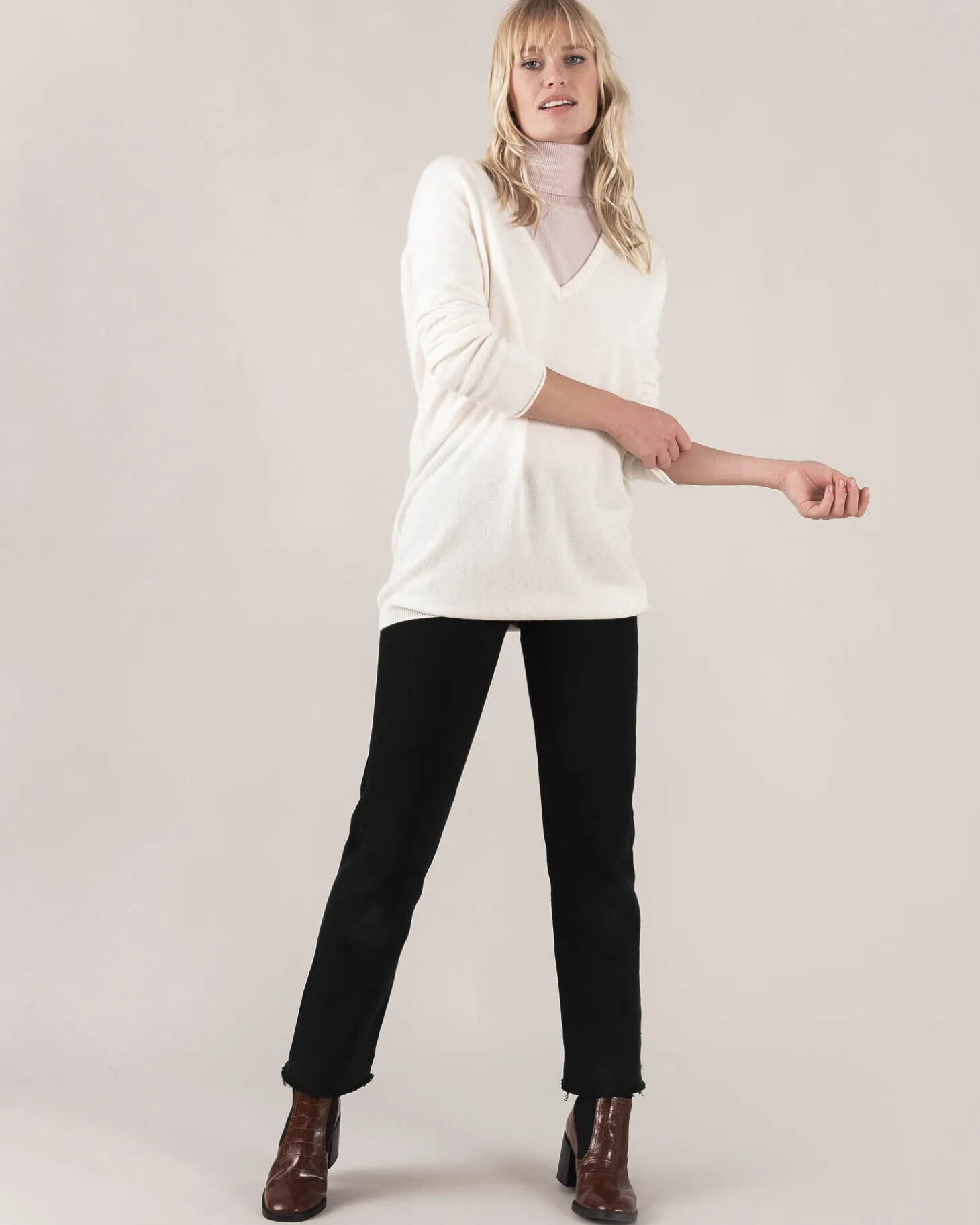 Pull Cachemire Col V Femme Boyfriend