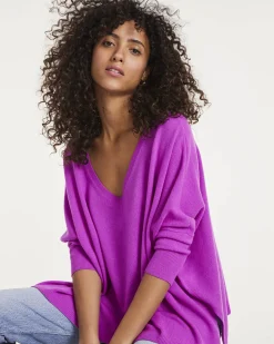 Pull Cachemire Col V Femme Oversize