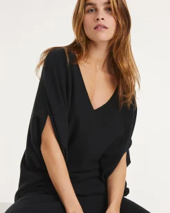 Pull Cachemire Col V Femme Sans Manches