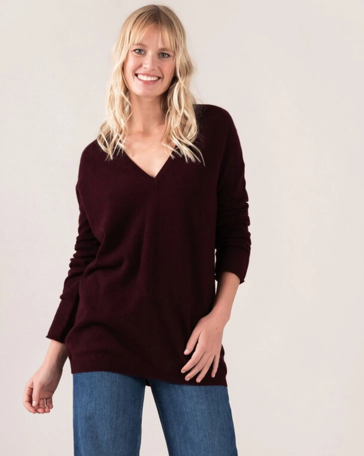 Pull Cachemire Col V Femme Boyfriend