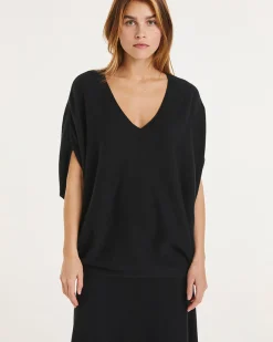 Pull Cachemire Col V Femme Sans Manches