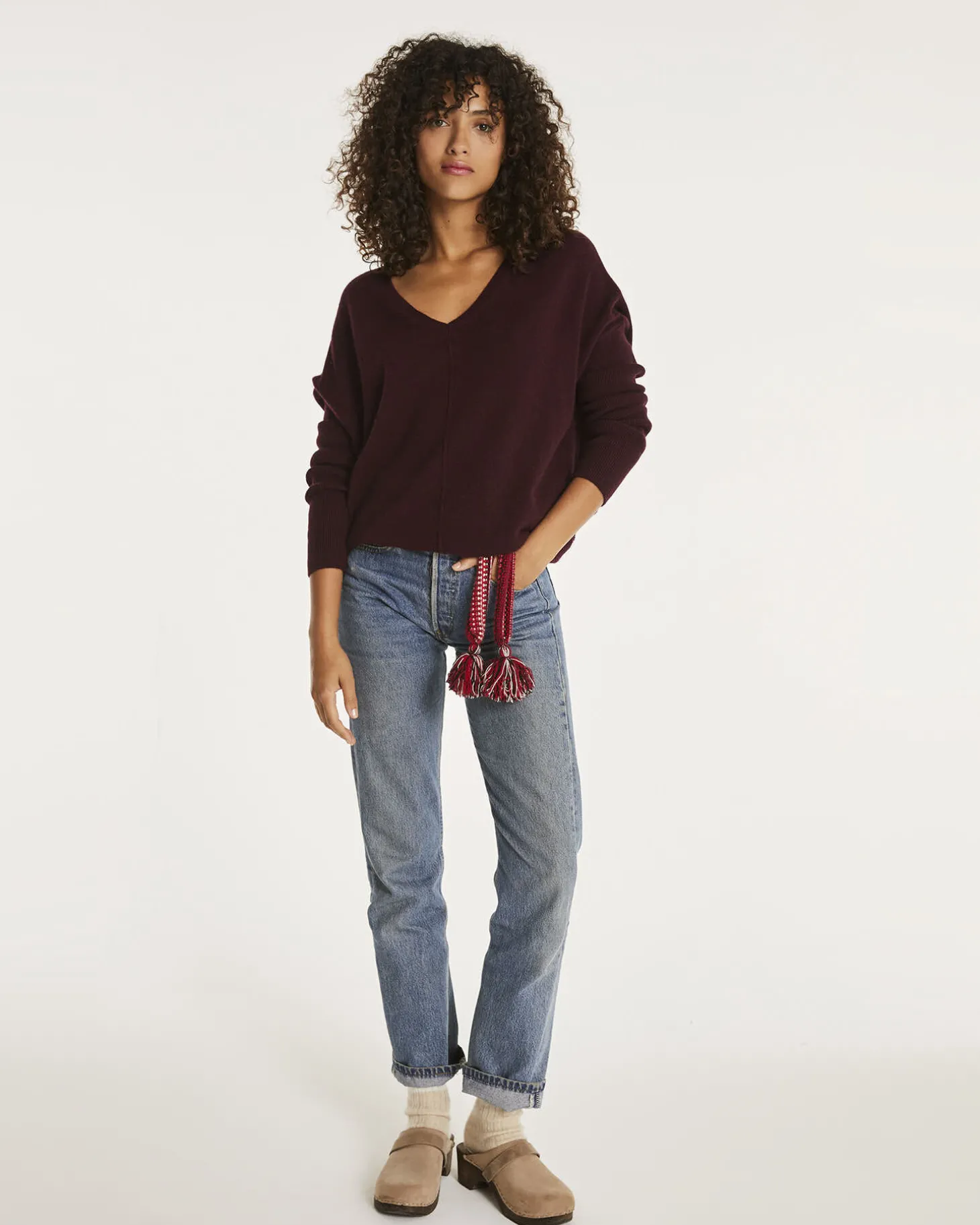 Pull Cachemire Col V Liquette Oversize