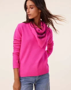 Pull Cachemire Col V Manches Mitaines, 4 Fils