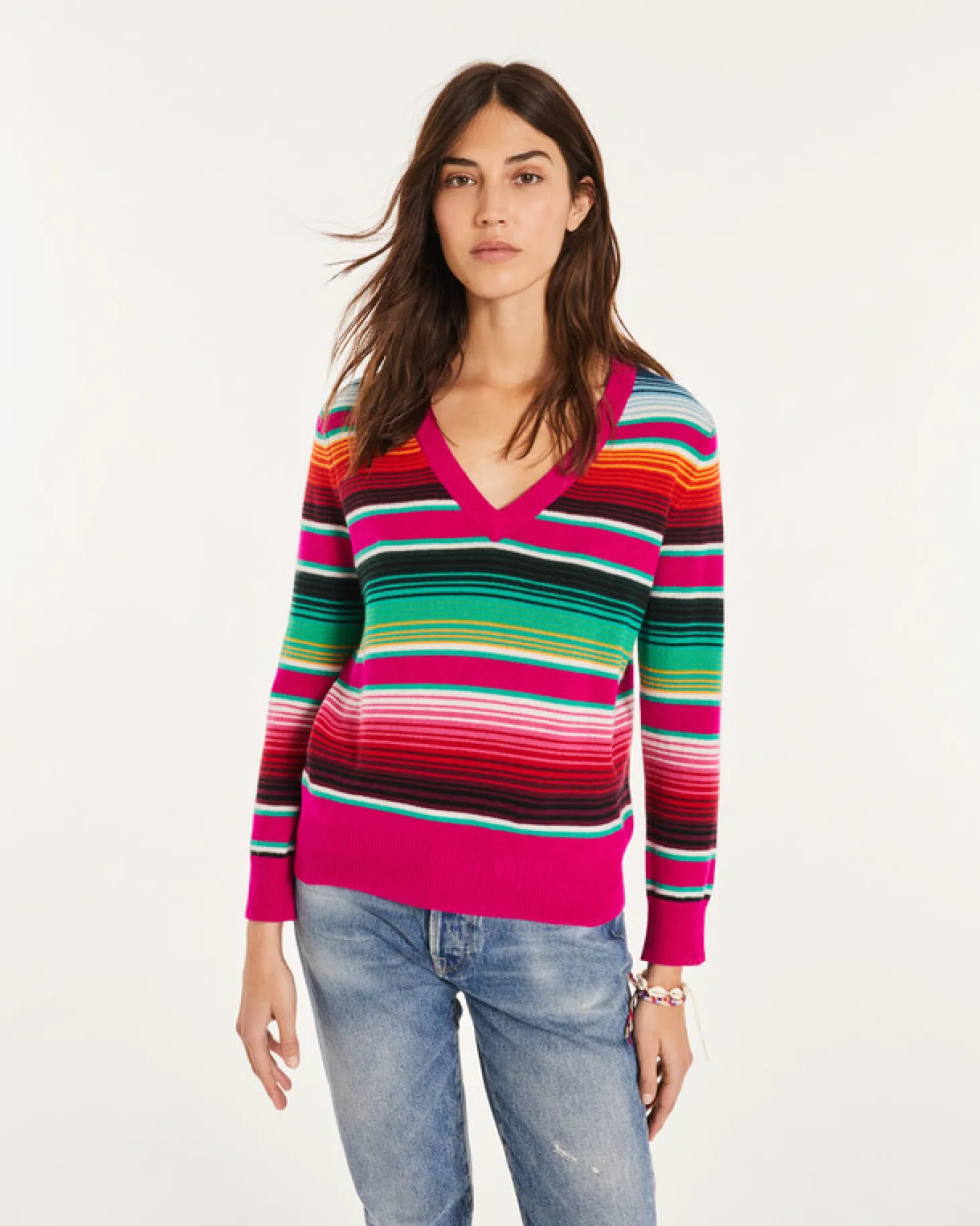 Pull Cachemire Col V Manches Longues