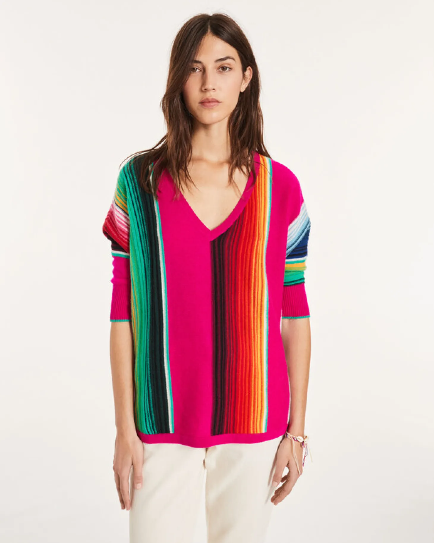 Pull Cachemire Col V Manches Longues