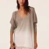 Pull Cachemire Col V Oversize Dip Dye, 2 Fils
