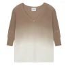 Pull Cachemire Col V Oversize Dip Dye, 2 Fils