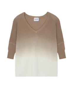 Pull Cachemire Col V Oversize Dip Dye, 2 Fils