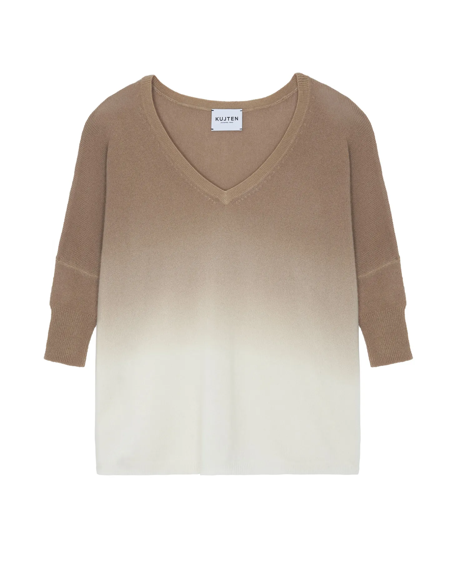 Pull Cachemire Col V Oversize Dip Dye, 2 Fils