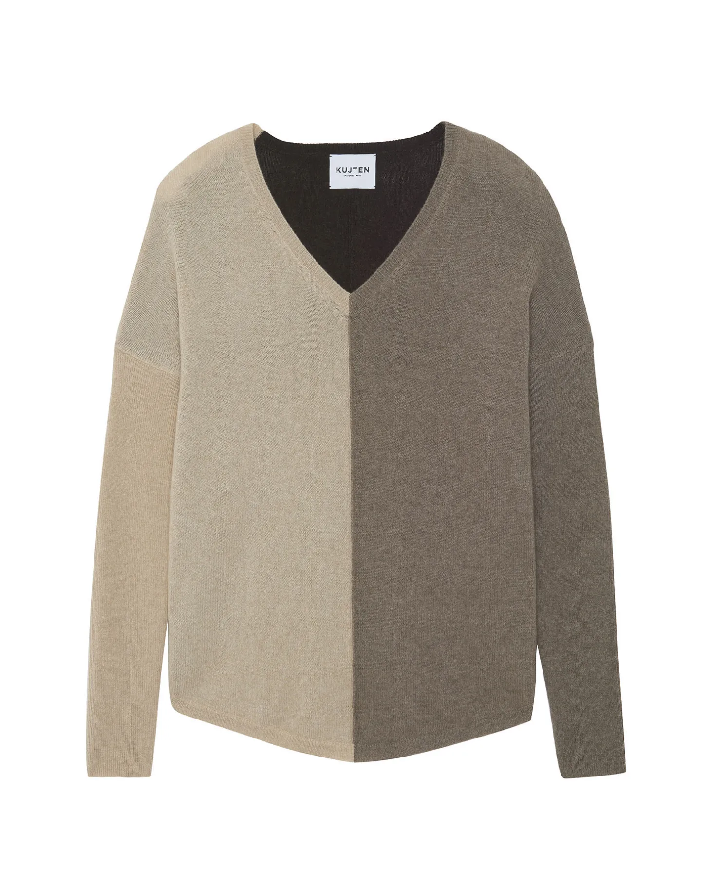 Pull Cachemire Col V Oversize Liquette, 2 Fils