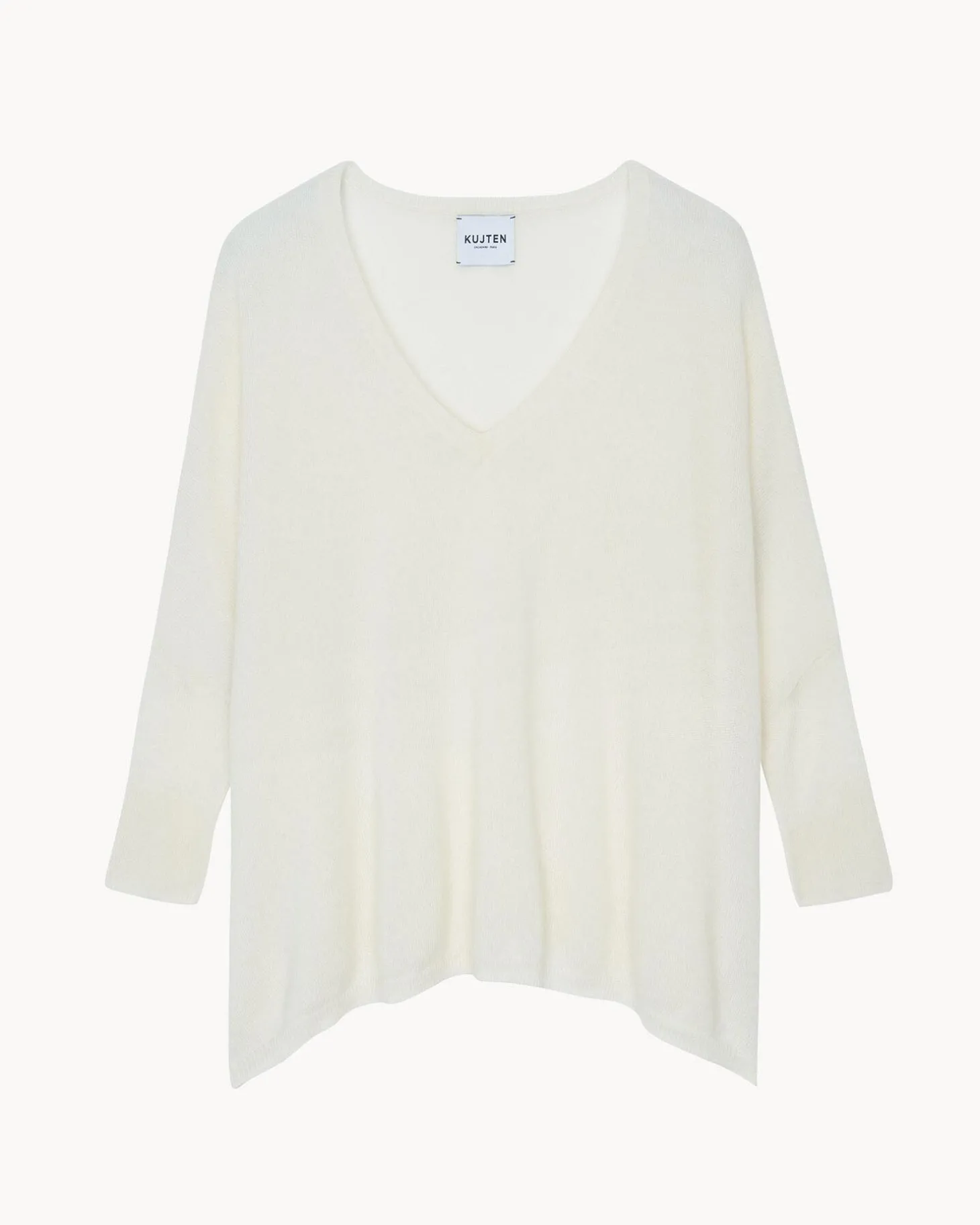 Pull Cachemire Col V Oversize Manche 3/4