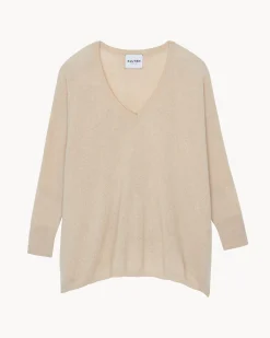 Pull Cachemire Col V Oversize Manche 3/4