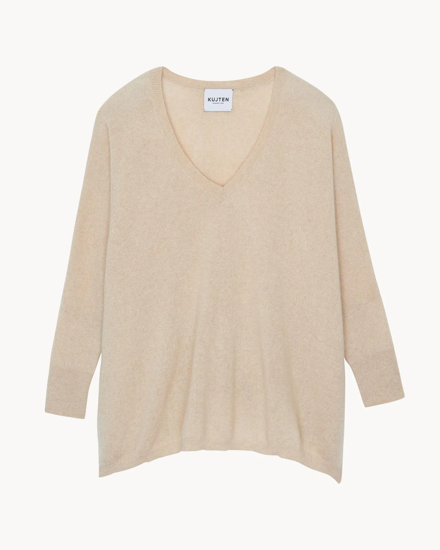 Pull Cachemire Col V Oversize Manche 3/4