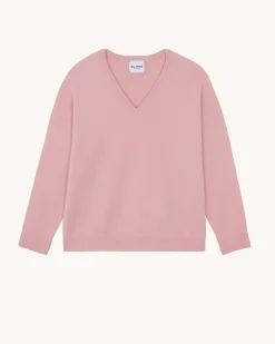 Pull Cachemire Col V Oversize Femme, 4 Fils