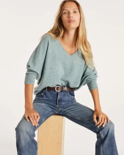 Pull Cachemire Col V Oversize Manche 3/4