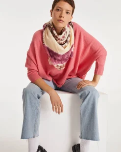 Pull Cachemire Col V Oversize Manche 3/4