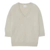 Pull Cachemire Col V Oversize Manche 3/4
