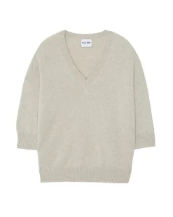 Pull Cachemire Col V Oversize Manche 3/4