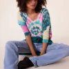 Pull Cachemire Col V Oversize Tie & Dye, 2 Fils